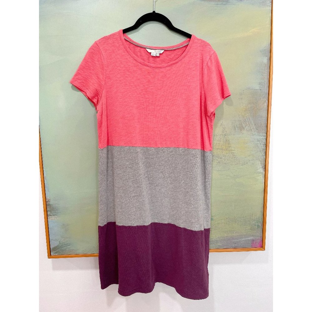 Boden Color Block Jersey Dress - Coral/Grey/Purple